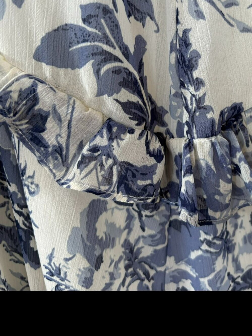 NWT O.P.T. White and Blue Floral Ruffle Midi Dress M - Picture 9 of 12
